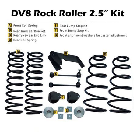 Dv8 Offroad JEEP JK 25 INCH LIFT KIT ROCK ROLLER NO SHOCKS 0718 WRANGLER JK RR25JK-01